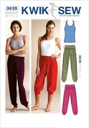 3835 Kwik Sew Stretch Knit Racer Back Top, Loose Pull On Pants Lengths Pattern XS-XL Uncut
